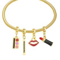 Pulseira Maquiadora Berloque Banhado a Ouro 18k Pulseira Maquiadora Berloque Banhado a Ouro 18k