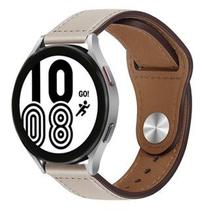 Pulseira Marfim de Couro 20mm Compativel Smartwatch Watch3 41/45mmActive2 Bip GTR42/47m GTS GTR3/PRO