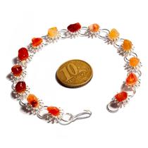 Pulseira Margarida Agata Cornalina Natural Rolada Prateado