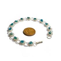 Pulseira Margarida Apatita Azul Natural Prateado Pedra