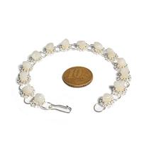 Pulseira Margarida Quartzo Leitoso Natural Rolada Prateado Pulseira Margarida Quartzo Leitoso Natural Rolada Prateado