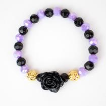 Pulseira Maria Mulambo Preto e Roxo Rosas Cristal Silicone Pulseira Maria Mulambo Preto e Roxo Rosas Cristal Silicone