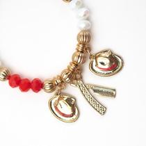 Pulseira Maria Navalha Chapéu Dourado Cristal e silicone Pulseira Maria Navalha Chapéu Dourado Cristal e silicone