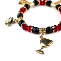 Pulseira Maria Padilha Preto Vermelho Luxo Cristal Silicone