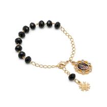 Pulseira Maria Passa à frente vidro preto com strass AR8838 Pulseira Maria Passa à frente vidro preto com strass AR8838