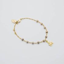 Pulseira Mariana Perolada 4mm Dourada Medalha de Nossa Senhora das Graças Pulseira Mariana Perolada 4mm Dourada Medalha de Nossa Senhora das Graças