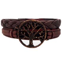 Pulseira Marrom Arvore da Vida Couro Pulseira Marrom Arvore da Vida Couro