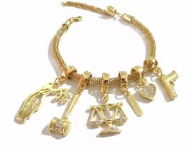 Pulseira Martelo Justiça Advogada Arma Coração Folheado