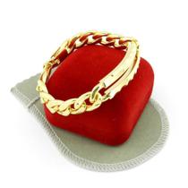 Pulseira Masculina 18Cm 1Cm Largura Folheada Ouro Pl240 Pulseira Masculina 18Cm 1Cm Largura Folheada Ouro Pl240