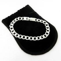 Pulseira Masculina 19cm 7mm Largura Folheada Prata PL127