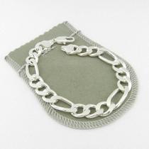 Pulseira Masculina 22cm 1cm 3x1 Banhada Prata PL122