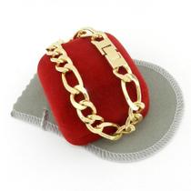 Pulseira Masculina 22cm 1cm Largura Folheada Ouro 18k PL223