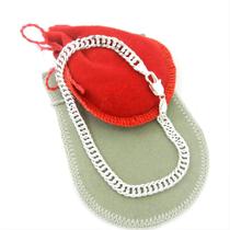 Pulseira Masculina 22cm 5mm Largura Folheada Prata PL128