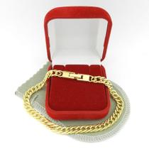 Pulseira Masculina 22cm 6mm Largura Folheado Ouro 18k PL440