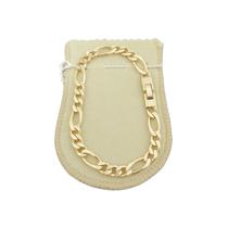 Pulseira Masculina 22cm 7mm Largura Folheada Ouro 18k PL107