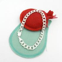 Pulseira Masculina 22cm 7mm Largura Folheada Prata PL188