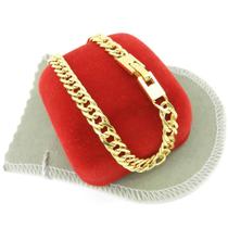 Pulseira Masculina 23Cm 6Mm Largura Folheado Ouro Pl441