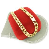 Pulseira Masculina 23Cm 6Mm Largura Folheado Ouro Pl441