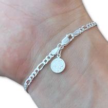 Pulseira Masculina 3x1 3mm com Pingente Medalha São Bento Prata 925 Legítima Maciça Original Italiana Religiosa