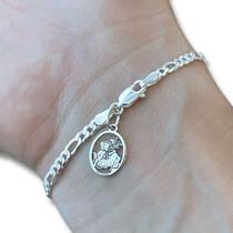 Pulseira Masculina 3x1 3mm São Jorge de Prata 925 Original