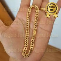 Pulseira Masculina 6MM Grumet Dupla Fecho Gaveta Masculina OURO 18K 21cm