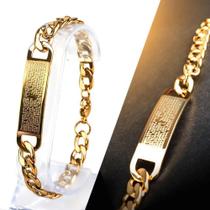 Pulseira masculina Aço Dourado Pai nosso PMPN7 - Orizom Pulseira masculina Aço Dourado Pai nosso PMPN7 - Orizom