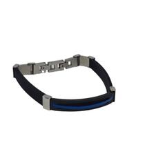 Pulseira masculina aço e borracha da Rosso