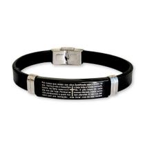 Pulseira Masculina Ajustavel Silicone com Placa Oração Pai Nosso Aço Inox Bracelete Dia dos Pais Pulseira Masculina Ajustavel Silicone com Placa Oração Pai Nosso Aço Inox Bracelete Dia dos Pais