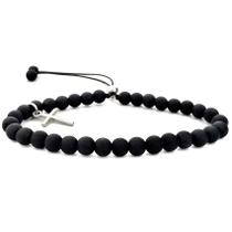 Pulseira Masculina Artesanal Preta Fosca Gafeno