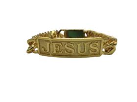 Pulseira Masculina Banhada a Ouro 18k com placa Jesus