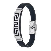 Pulseira Masculina Bracelete Ondas Aço Silicone Duque