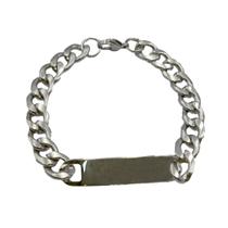 Pulseira Masculina Bracelete Placa Lisa Aço Inox Resistente Largura 10mm