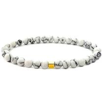 Pulseira Masculina Branca e Dourada Elástico Gafeno