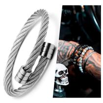 Pulseira Masculina Cabo de Aço Italiano Ajustável Luxo Bracelete Masculino Moda Pulseira Masculina Cabo de Aço Italiano Ajustável Luxo Bracelete Masculino Moda