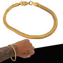 Pulseira Masculina Cobra Serpente 5mm Banhada Ouro 18k Pulseira Masculina Cobra Serpente 5mm Banhada Ouro 18k