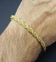 Pulseira Masculina Cordão Baiano 6.0 23cm Banho De Ouro 18k 2354