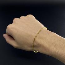 Pulseira Masculina Cordão Baiano Trançado 21cm Bracelete Masculino 2,5mm Ouro 18k Original Top - Superloja Joias