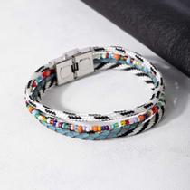 Pulseira Masculina Cordas e Miçangas Coloridas