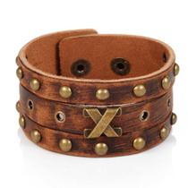 Pulseira Masculina Couro Marrom Tribal Bracelete Masculino Executivo Retrô Viking Punk Rock Pulseira Masculina Couro Marrom Tribal Bracelete Masculino Executivo Retrô Viking Punk Rock