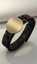 Pulseira Masculina Couro Medalha Ajustável Pulseira Masculina Couro Medalha Ajustável