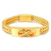 Pulseira masculina de aço inoxidável com símbolo dourado do infinito Pulseira masculina de aço inoxidável com símbolo dourado do infinito