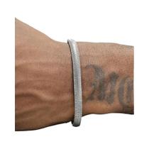 Pulseira Masculina De Aço Inoxidável Estilo Hip Hop Com Corrente De Cobra Plana, Joia De Titânio,