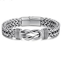 Pulseira masculina de aço inoxidável estilo punk dual chain link Pulseira masculina de aço inoxidável estilo punk dual chain link