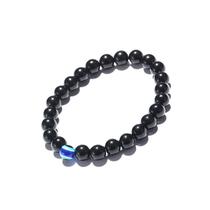 Pulseira Masculina De Bolinha Olho De Tigre Azul E Preta 8mm Pulseira Masculina De Bolinha Olho De Tigre Azul E Preta 8mm