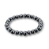 Pulseira Masculina De Bolinha Pedra Hematita 8mm Cor Chumbo