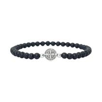 Pulseira Masculina De Contas De 4 Mm, Cruz Minimalista, Olho De Tigre Natural, Madeira, Pedra Ônix,