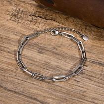 Pulseira Masculina De Corrente Elo Retangular Ajustável 5mm - Joia Casual E Elegante