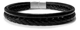 Pulseira Masculina De Couro Preto - Draco Pulseira Masculina De Couro Preto - Draco