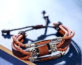 Pulseira Masculina De Couro Style