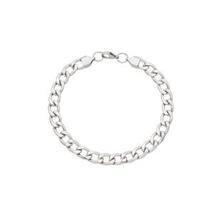 Pulseira Masculina de Elos Retangulares Lisos em Aço Inoxidável